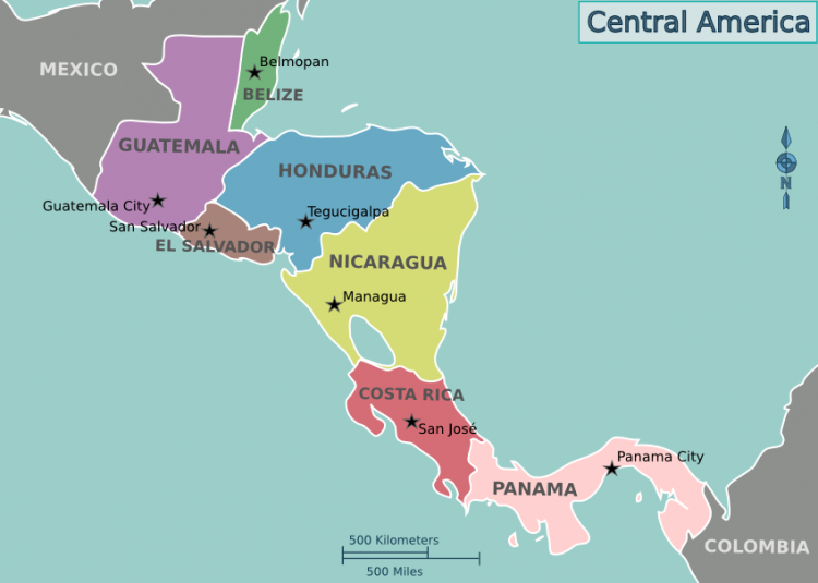 Central America map Cacahuate, amendments by Joelf/Wikimedia