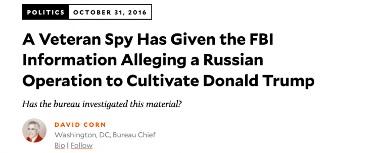 A seminal piece amplifying the bogus Steele dossier's claims early o. Mother Jones