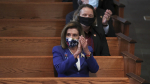 House Speaker Nancy Pelosi is seated for the funeral service for the late Rep. John Lewis, D-Ga., at Ebenezer Baptist Church in Atlanta, Thursday, July 30, 2020.  (Alyssa Pointer/Atlanta Journal-Constitution via AP, Pool)