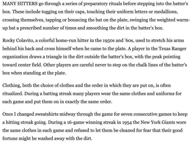 The Rituals of Baseball By George Gmelch; Copyright (c) 1978 The Rituals of Baseball By George Gmelch; Copyright (c) 1978