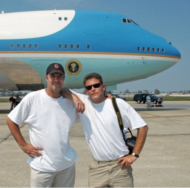 With photographer David Grunfeld on the tarmac of Louis P. Armstrong International Airport David Grunfeld