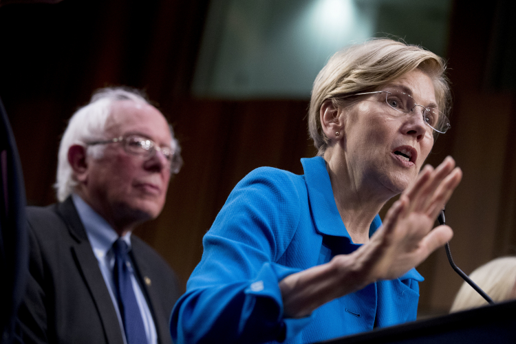 Elizabeth Warren with Bernie Sanders AP