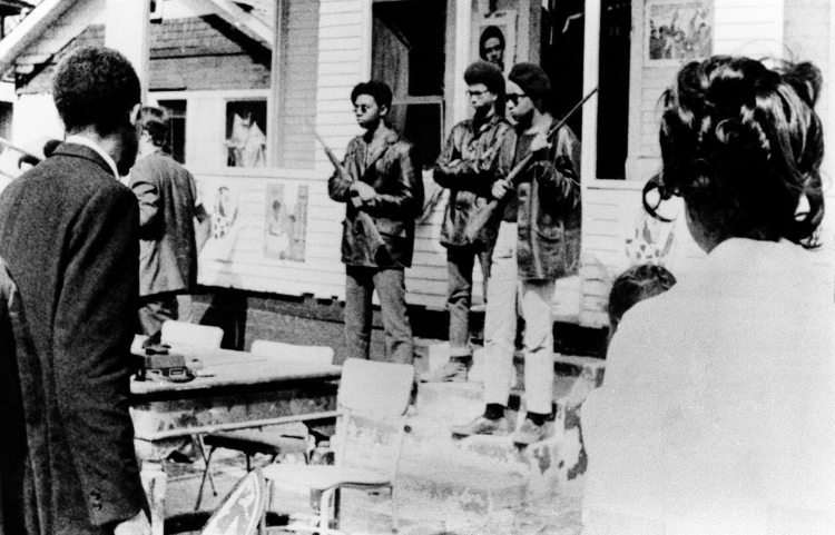 Black Panthers stand guard AP