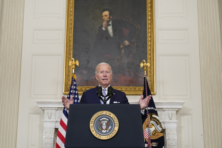 President Joe Biden speaks about AP