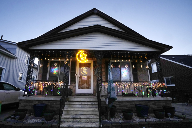 A house is decorated for Ramadan in Dearborn, Mich. AP