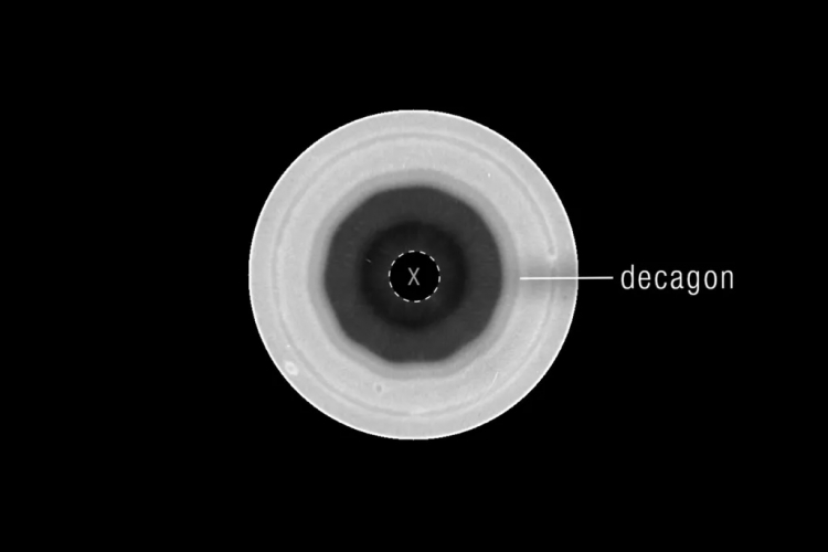 Decagon Unexpectedly Appears at Saturn's South Pole